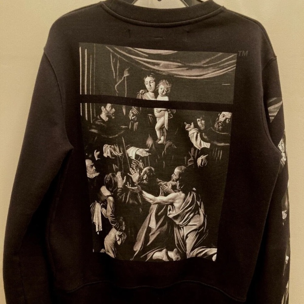 MEN'S OFF-WHITE CARVAGGIO SQUARE  BLACK SWEATSHIRT SIZE SMALL